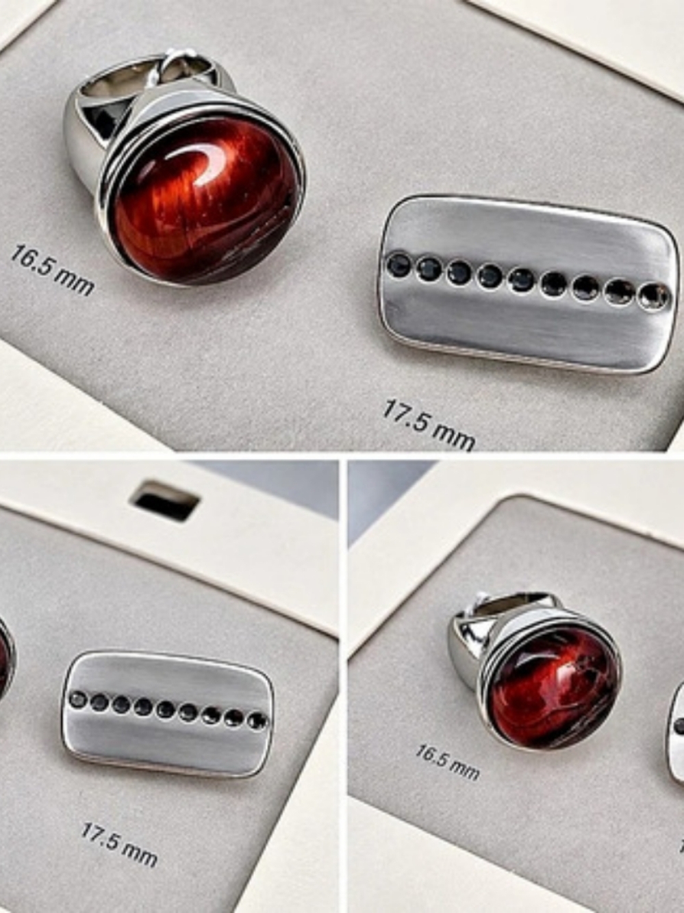 Zara Pack of 2 Metal Rings with Stones Silver & Brown